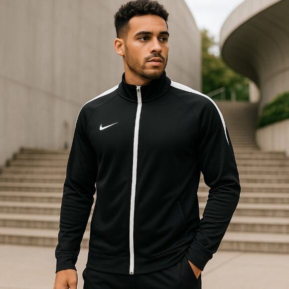 Nike Dri-FIT Black Full Zip Track Jacket Men’s Medium Athletic Training - Picture 1 of 5